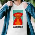 I Am Feral Coll Red Dog Men V-Neck Tshirt