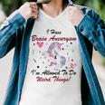 I Have Brain Aneurysm Im Allowed To Do Weird Things Unicorn Burgundy Ribbon Brain Aneurysm Bpd Brain Aneurysm Men V-Neck Tshirt