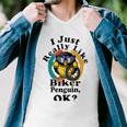 I Really Like Biker Penguin Ok Men V-Neck Tshirt