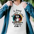 I Really Like Book Worm Penguin Ok Men V-Neck Tshirt