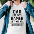 Mens Dad By Day Gamer By Night Funny Fathers Day Gaming Gift Men V-Neck Tshirt