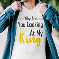 Official Why Are You Looking At My King - Idea For Husband And Boyfriend Men V-Neck Tshirt