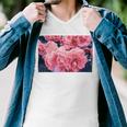 Pink Roses In Garden Men V-Neck Tshirt