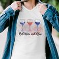 Red Wine Blue 4Th Of July Wine Red White Blue Wine Glasses Men V-Neck Tshirt