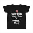 I Heart Cowboy Boots Pickup Trucks And Country Music Infant Tshirt
