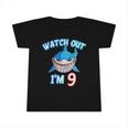 Kids 9 Years Old Boy Watch Out Shark 9Th Birthday Tee Infant Tshirt