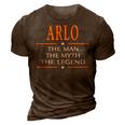 Arlo Name Gift Arlo The Man The Myth The Legend 3D Print Casual Tshirt Brown