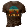 Arvada Colorado Mountains Vintage Retro 3D Print Casual Tshirt Brown