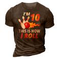 Bowling Birthday 10 Years Old Boy Tee Funny Bowler Girl Kids 3D Print Casual Tshirt Brown