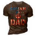 Funny Captain Dad Boat Owner American Flag 4Th Of July 3D Print Casual Tshirt Brown