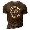 Funny Hookem And Cookem Fishing 3D Print Casual Tshirt Brown