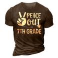 Happy Last Day Of School Retro Peace Out 7Th Grade 3D Print Casual Tshirt Brown