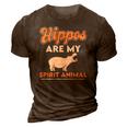 Hippos Are My Spirit Animal Hippopotamus Lover Retro 3D Print Casual Tshirt Brown