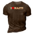 I Love Haiti - Red Heart 3D Print Casual Tshirt Brown