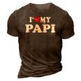 I Love My Papi With Heart Fathers Day Wear For Kids Boy Girl 3D Print Casual Tshirt Brown