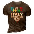 Italy Drinking Team 3D Print Casual Tshirt Brown