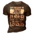June 1963 Birthday Life Begins In June 1963 3D Print Casual Tshirt Brown