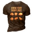 Know Your Dumplings Funny Food Lovers Dim Sum 3D Print Casual Tshirt Brown