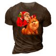 Matching Family Funny Santa Riding Pomeranian Dog Christmas T-Shirt 3D Print Casual Tshirt Brown
