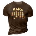 Mens Black And White Buffalo Plaid Papa Bear Christmas Pajama 3D Print Casual Tshirt Brown