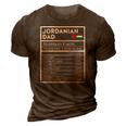 Mens Jordanian Dad Nutrition Facts National Pride Gift For Dad 3D Print Casual Tshirt Brown