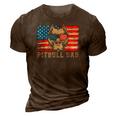 Mens Pitbull Dad American Pit Bull Dog Us Flag 4Th Of July 3D Print Casual Tshirt Brown