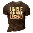 Mens Uncle Godfather Legend Happy Fathers Day 3D Print Casual Tshirt Brown