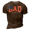 Mens Vintage Dad Fathers Day American Flag Usa Dad 4Th Of July 3D Print Casual Tshirt Brown