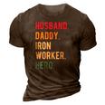 Mens Vintage Husband Daddy Iron Worker Hero Fathers Day Gift 3D Print Casual Tshirt Brown