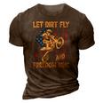 Motorcycle Let Dirt Fly And Freedom Ring Independence Day 3D Print Casual Tshirt Brown