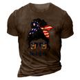 New York Girl New York Flag State Girlfriend Messy Bun 3D Print Casual Tshirt Brown