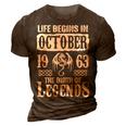 October 1963 Birthday Life Begins In October 1963 3D Print Casual Tshirt Brown