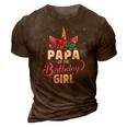 Papa Of The Birthday Girl Unicorn Girls Family Matching 3D Print Casual Tshirt Brown
