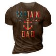 Patriotic Captain Dad American Flag Boat Owner 4Th Of July V2 3D Print Casual Tshirt Brown