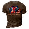 Peace Love America Sunflower Patriotic Tie Dye 4Th Of July 3D Print Casual Tshirt Brown