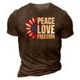 Peace Love Freedom America Usa Flag Sunflower 3D Print Casual Tshirt Brown