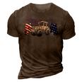 Red White Blue Tractor Usa Flag 4Th Of July Patriot Farmer 3D Print Casual Tshirt Brown