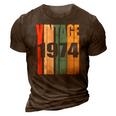 Retro Vintage 1974 48 Yrs Old Bday 1974 48Th Birthday 3D Print Casual Tshirt Brown
