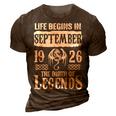 September 1926 Birthday Life Begins In September 1926 3D Print Casual Tshirt Brown