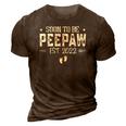 Soon To Be Peepaw Happy Fathers Day Est 2022 Ver2 3D Print Casual Tshirt Brown
