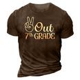 Summer Last Day Of School Graduation Peace Out 7Th Grade 3D Print Casual Tshirt Brown