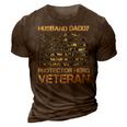 Veteran Husband Daddy Protector Hero Veteran American Flag Vintage Dad 2 Navy Soldier Army Military 3D Print Casual Tshirt Brown