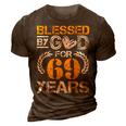 Vintage Blessed By God For 69 Years Happy 69Th Birthday 3D Print Casual Tshirt Brown