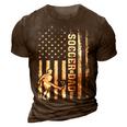 Vintage Soccer Lover American Flag Soccer Dad 4Th Of July 3D Print Casual Tshirt Brown