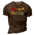 Vintage The Jazzfather Happy Fathers Day Trumpet Player 3D Print Casual Tshirt Brown