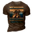 Vintage Veteran Mom My Heroes Dont Wear Capes Army Boots T-Shirt 3D Print Casual Tshirt Brown