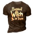 Womens Baddest Witch In Town Funny Halloween Witches 3D Print Casual Tshirt Brown