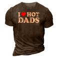 Womens I Love Hot Dads I Heart Hot Dads Love Hot Dads V-Neck 3D Print Casual Tshirt Brown