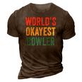 Worlds Okayest Bowler Funny Bowling Lover Vintage Retro 3D Print Casual Tshirt Brown