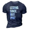 35 Years Old Gift 35Th Birthday Legend Since May 1987 Gift 3D Print Casual Tshirt Navy Blue